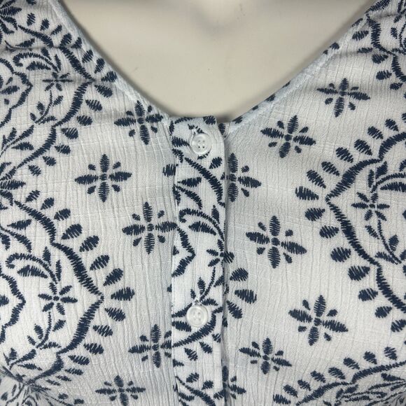 Lane Bryant Shirt 22 Black White Button Down Tunic Hi Low Peasant Casual Career - Picture 3 of 14